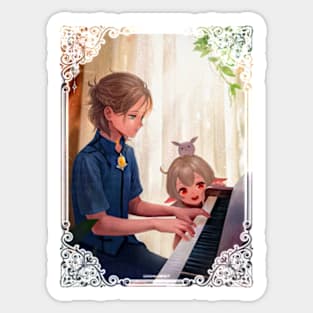 Albedo and Klee playing Piano Sticker